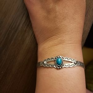 Vintage Sterling Silver Turquoise Cuff Bracelet